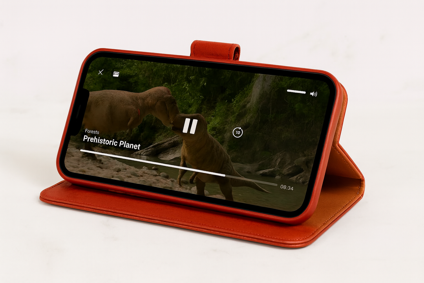 Natural Leather Wallet Book Case Geschikt voor iPhone 17 Pro Max – 3 Pashouders