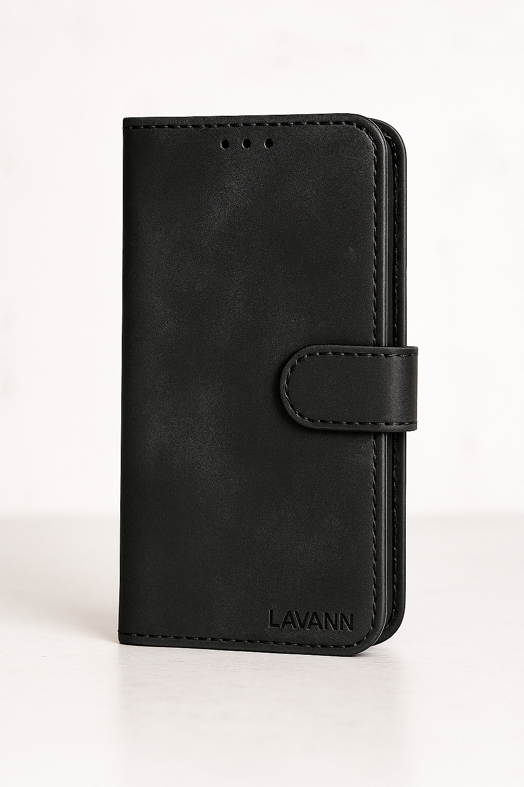 Natural Leather Wallet Book Case Geschikt voor iPhone 17 Pro Max – 3 Pashouders