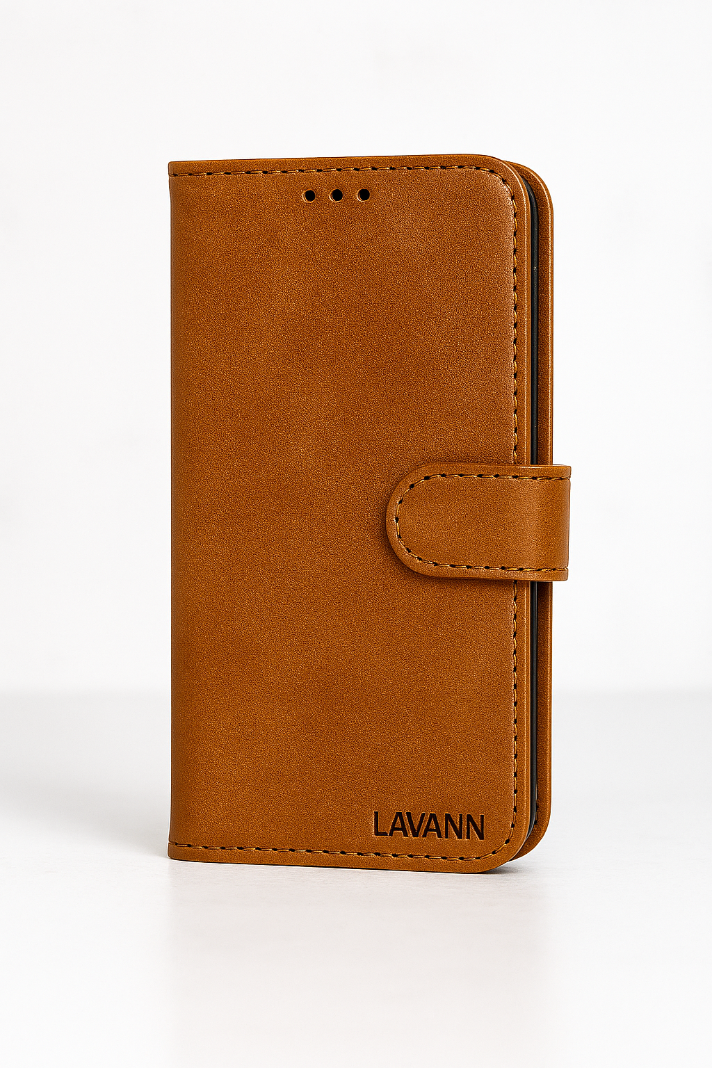 Natural Leather Wallet Book Case Geschikt voor iPhone 17 Pro Max – 3 Pashouders